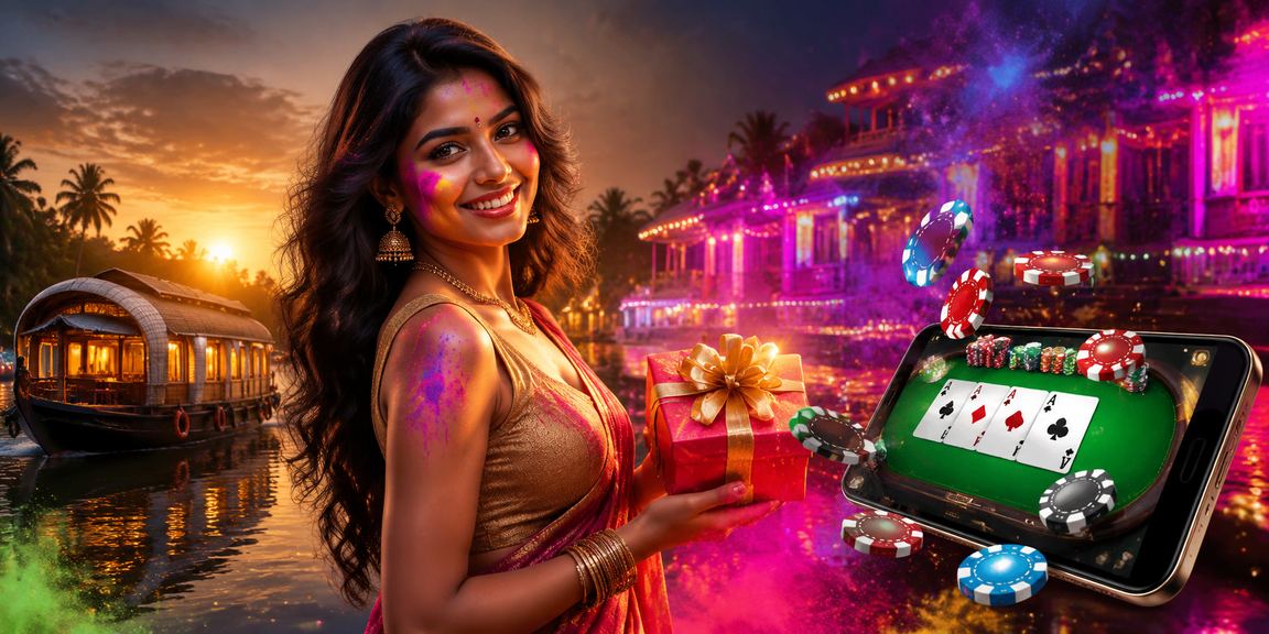 Traditional Indian festive scene with cards and betting concepts